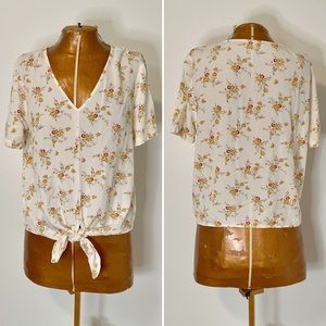 Madewell Windowbox Floral Tie Front Top